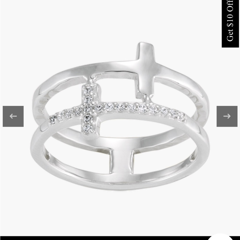 True Faith Ring, White Cubic Zirconia Dual Cross Ring new. Message size
